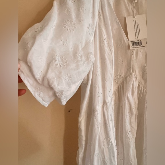 NWT $568 Frame V Neck Puff sleeve maxi dress white size X Small - Picture 8 of 12